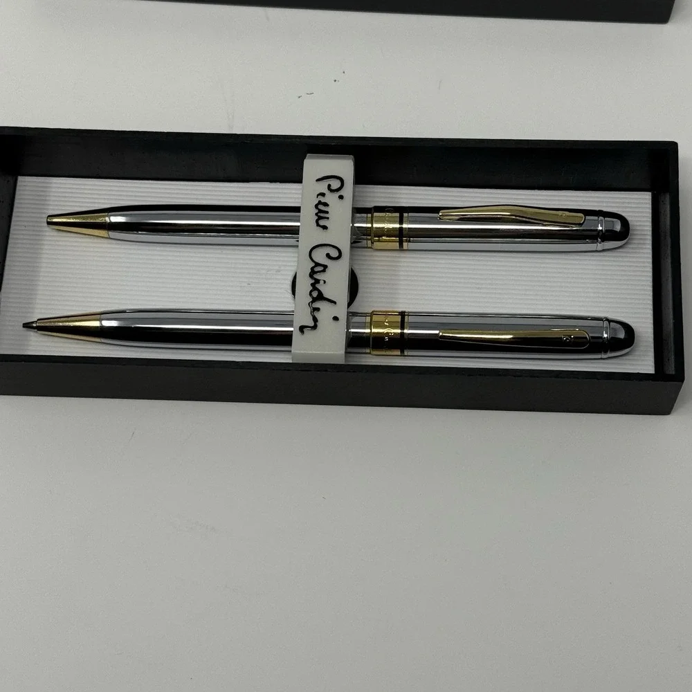 Pierre Cardin Ballpoint Pen & Mechanical Pencil, Slim Luxury Look, Silver & Gold